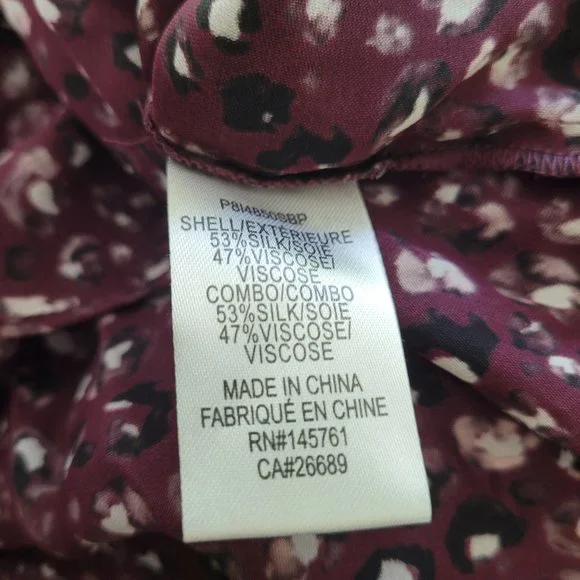 Parker Tilly Printed Ruffle Combo Blouse Sz M Dark Burgundy - Picture 10 of 10